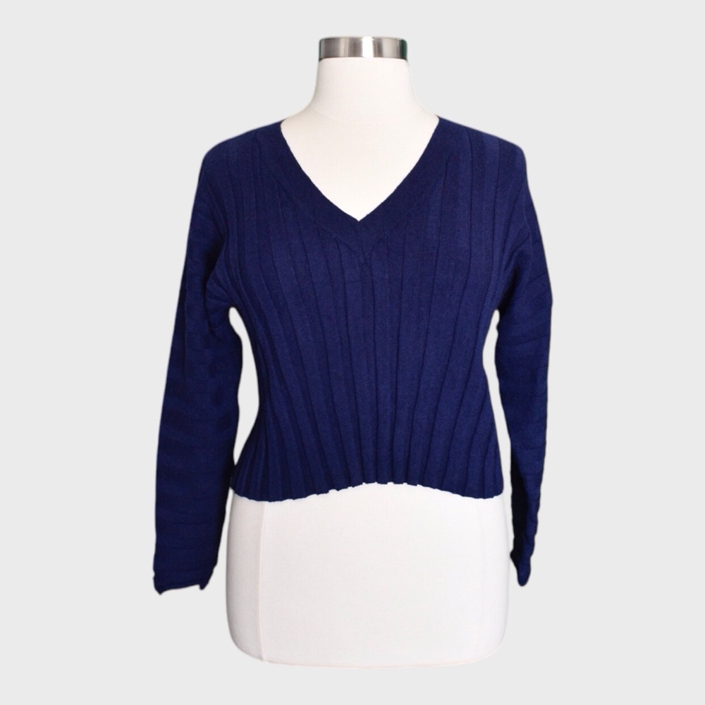 Forever 21 Navy Ribbed Cropped Sweater